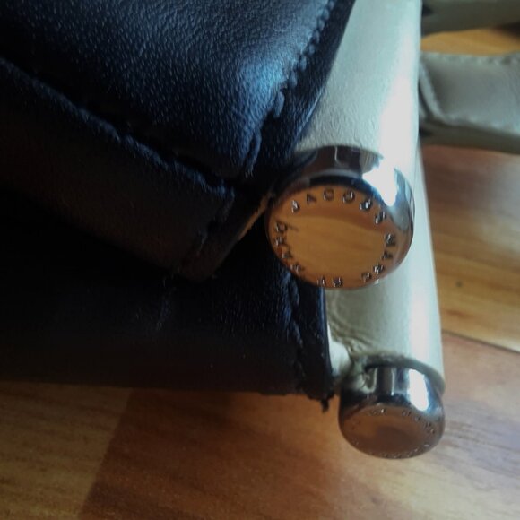 Marc By Marc Jacobs Leather Tote Bag Large Black Beige Two Tone Handbag - Picture 11 of 12